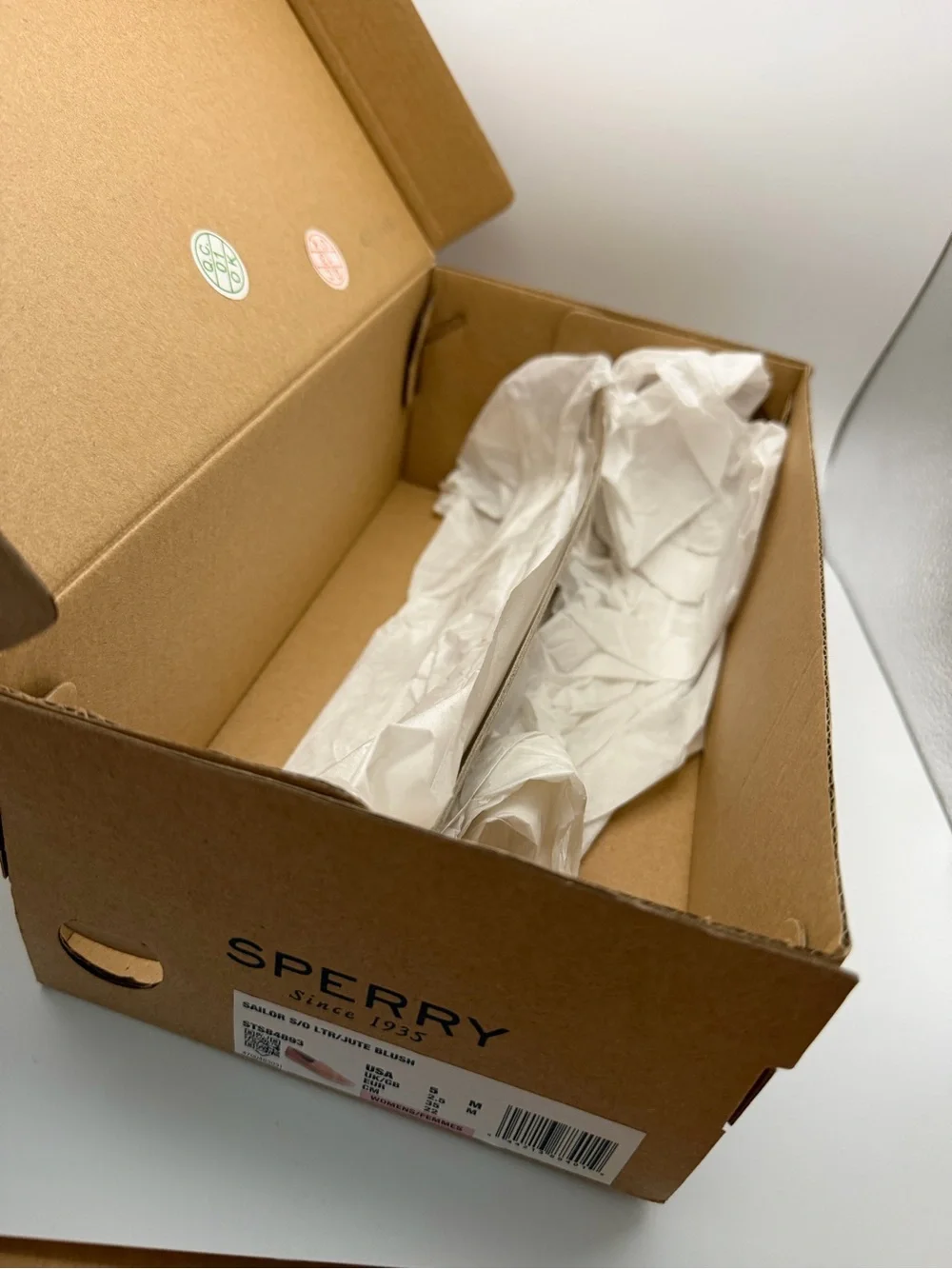 New in Box Sperry Women's Size 5 Blush Pink Sailor Espadrilles Summer Hemp